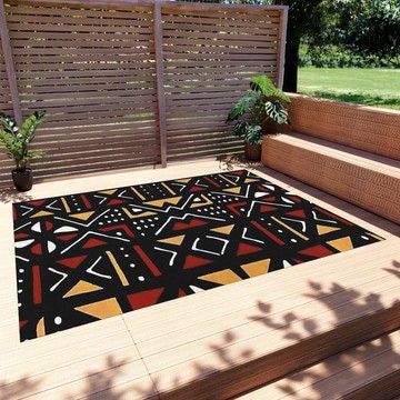 Bogolan Multicolor Outdoor Rug Afrocentric Vibrant Carpets (LARGER SIZES AVAILABLE)