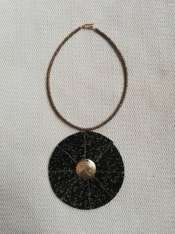Black pendant necklace, Beaded necklace, Christmas gift for her, African jewelry, Masai necklace