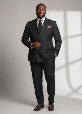 Men’s Sage Black Double-Breasted Suit – Premium Wedding &amp; Formal Wear