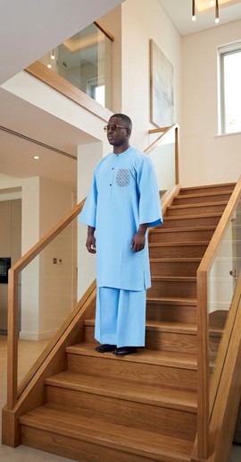 Men's Yoruba Traditional Ensemble - Sky Blue