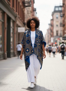 Cardigan Oversize à Motifs Géométriques – Élégance Bohème Chic
