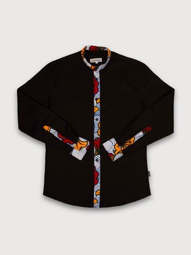 Abidjan black long-sleeved Mao shirt