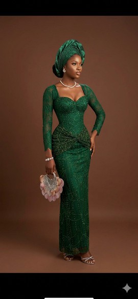 Robe sirène corsetée structurée vert menthe et émeraude