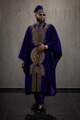Agbada pour homme en tissu stoning