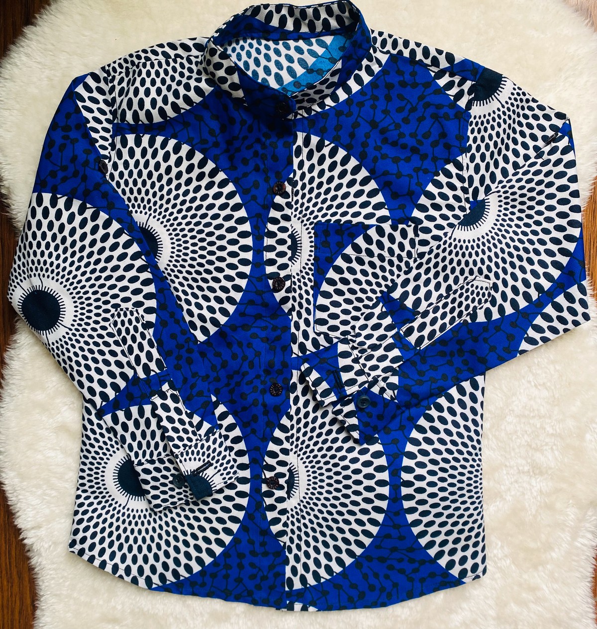 Chemise à manches amovibles enfant Popeline de coton et soie mélangés à rayures bleu marine