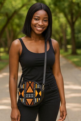 African Bag Round Sling Tribal Print