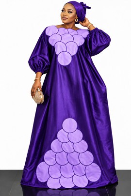 Boubou africain violet de luxe – Kaftan traditionnel élégant