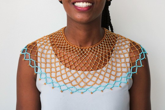 Collier châle perlé africain, collier Cape perlée zoulou, cadeau de Noël pour elle, cadeau de demoiselle d'honneur
