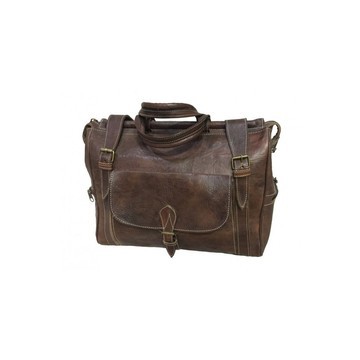 Handmade genuine leather travel bag with shoe compartment - Large weekend bag