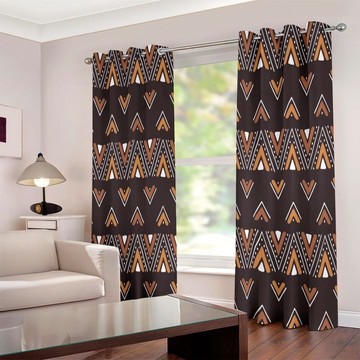 Tribal Mudcloth African Design Curtains Grommet (Two-Piece) (LARGER SIZES AVAILABLE)