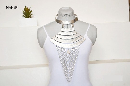 African inspired aluminum necklace hammered jewelry