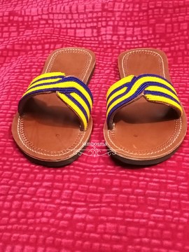 Sandales pour femmes africaines, sandales Massaï, sandales d'été, sandales en cuir perlé, chaussures pour femmes