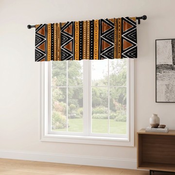 Geometric Tribal Rhythm Curtain Valance | African Window Treatment | Bynelo
