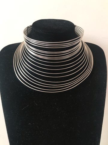 Silver brass necklace. Brass choker. Silver brass choker, African choker,tribal necklace