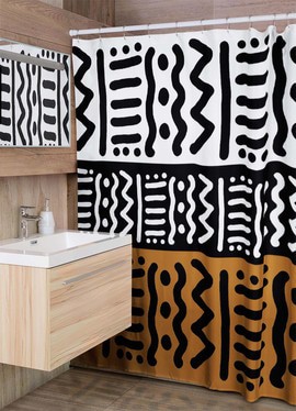 Kuba African Print Shower Curtains Colourful Bathroom (MORE SIZES AVAILABLE)