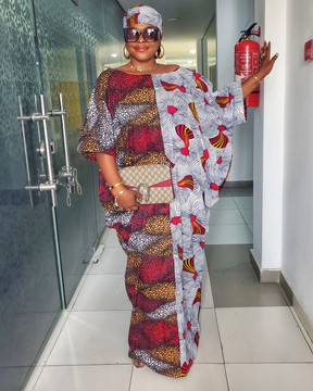 Elegant African Woman Exquisite Two-Tone  Drape Long Dress for Weddings/Special occasions/Plus Size