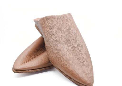 Handmade real brown leather slippers