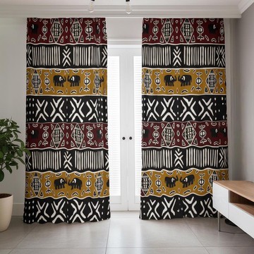 Modern Printed Blackout Curtains Tribal Pattern (Two-Piece) LARGER SIZES AVAILABLE