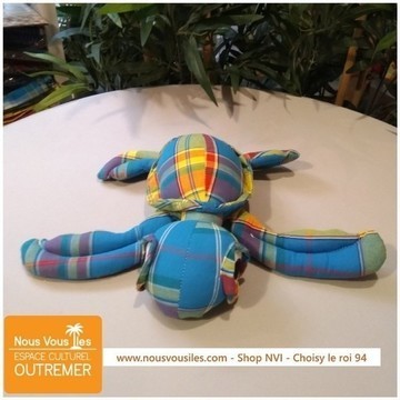 PLUSH TURTLE MADRAS BLUE