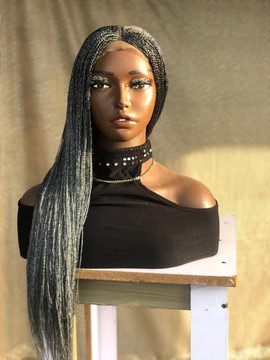 SALT AND PEPPER  4X4 CLOSURE Senegalese twist, Micro twist, Million braids wig for black women