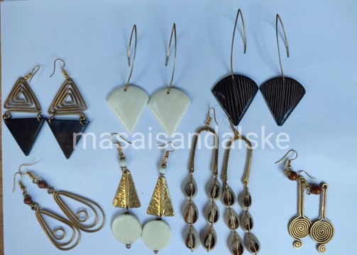 Brass earrings , brass and bone earrings , Wholesale brass earrings