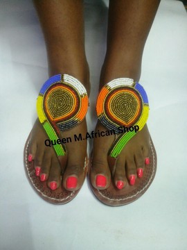 African Women Maasai Gold sandals