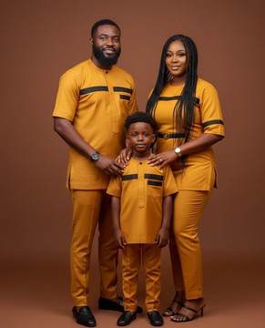 Stylish African Couples with a boy Outfits: Modern Elegance and Comfort