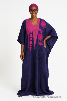Embroidered Women’s Boubou in Purple and Pink – African Elegance