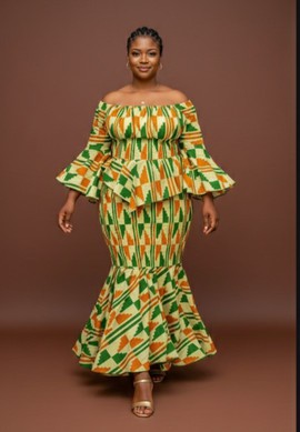 Elegant Off-Shoulder Peplum Top and skirt