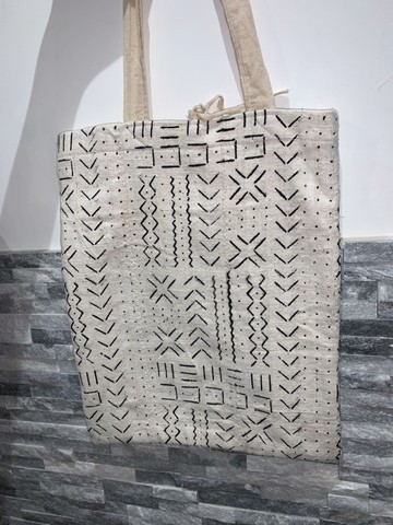 Genuine Bogolan white tote bag