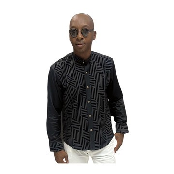 Black Geometric Long Sleeve Shirt