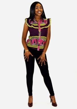 Belle chemise sans manche en tissu imprimé africain
