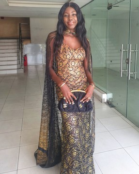 Regal African Woman Long Lace Dress with Cape for Weddings/Special occasions/Black Friday Deals