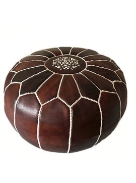 Pouf Brown in real handmade natural leather