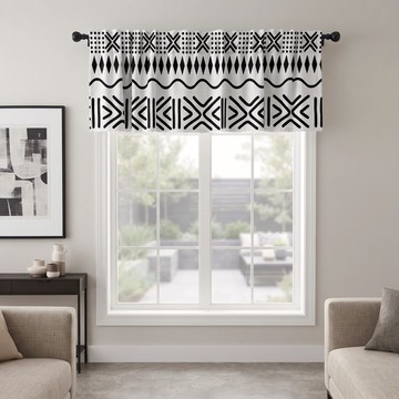 Adinkra Afro Legacy Curtain Valance | African Symbol Window Treatment | Bynelo