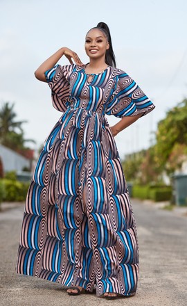 African cylinder print dress
