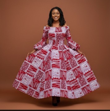 Vibrant African Print Maxi Dress with Matching Headband