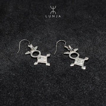 Boucles D'oreilles Fantaisie Croix Du Sud Touareg En Argent - Artisanat - Pour Femme