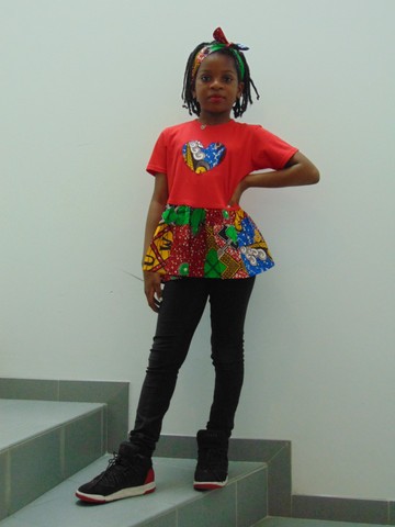 Tee-shirt customisé TUNIQUE-ROBE Fait Main Wax avec Bandeau assorti