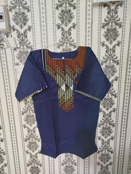 Chemise bleu marine à panneau tribal Heritage – Haut culturel africain contemporain