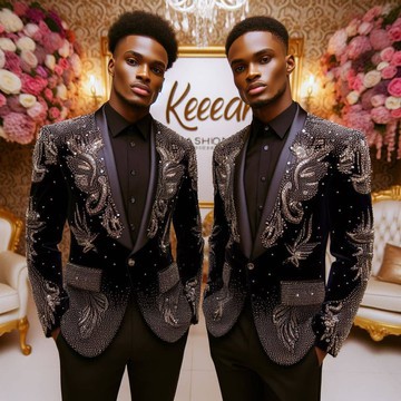 Bespoke men’s wedding suit, suit for men, prom suit jacket and trousers