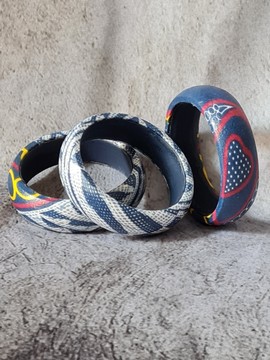 YEMOJA "MINI" NDOP / TOGUH BLUE bracelet in WAX fabric-loincloths