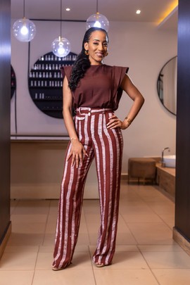 Itop shoulder pad and palazzo pants