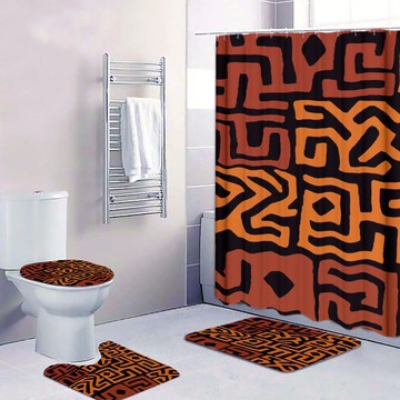 Cultural Unique Bath Mat White and Black Bathroom Rug (LARGER SIZES AVAILABLE)