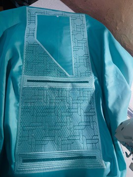 Ensemble Agbada turquoise trois pièces de sénateur