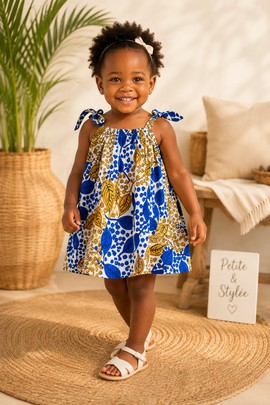 Robe enfant, Héritage Bleu wax