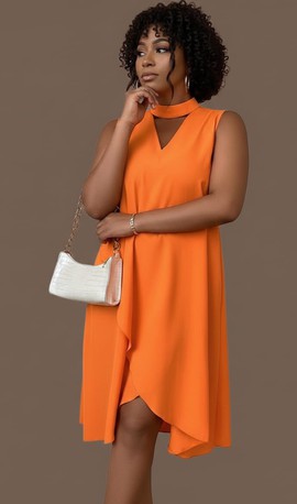 Mandarin Mock-Neck Tulip Dress