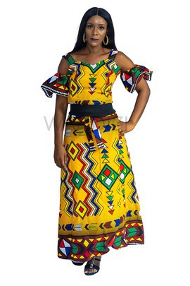 Top court imprimé africain et jupe enveloppante, ensemble de jupe Ankara 2 pièces, vêtements africains pour femmes