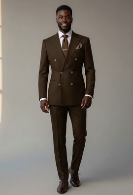 Men’s Sage chocolate brown Double-Breasted Suit – Premium Wedding &amp; Formal Wear