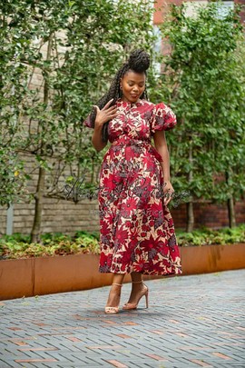FATIMA RED AND BROWN DRESS
